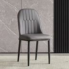 Chaise de salle à manger moderne en cuir rembourrée avec dossier haut