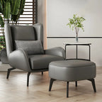 Fauteuil d'appoint moderne en cuir beige avec un coussin