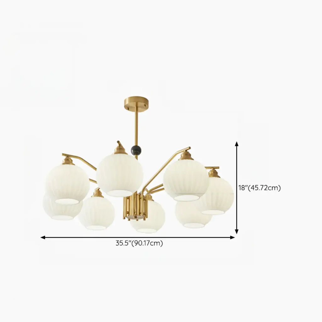 Lustre moderne à 8 lumières en verre avec globe et hauteur réglable