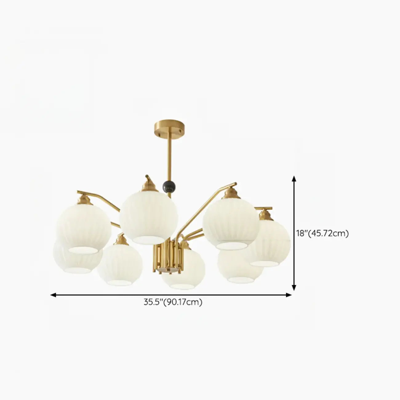 Lustre moderne à 8 lumières en verre avec globe et hauteur réglable