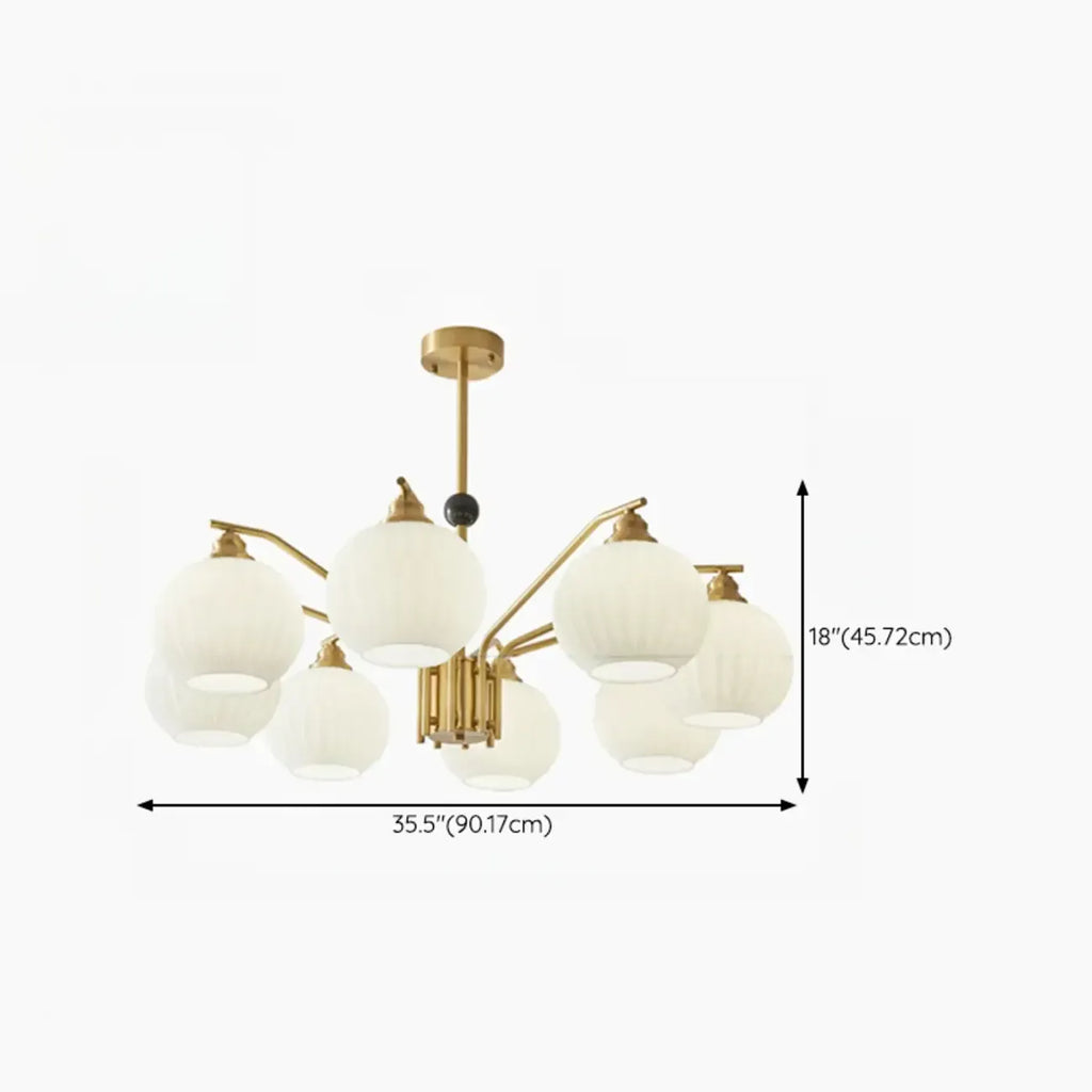 Lustre moderne à 8 lumières en verre avec globe et hauteur réglable