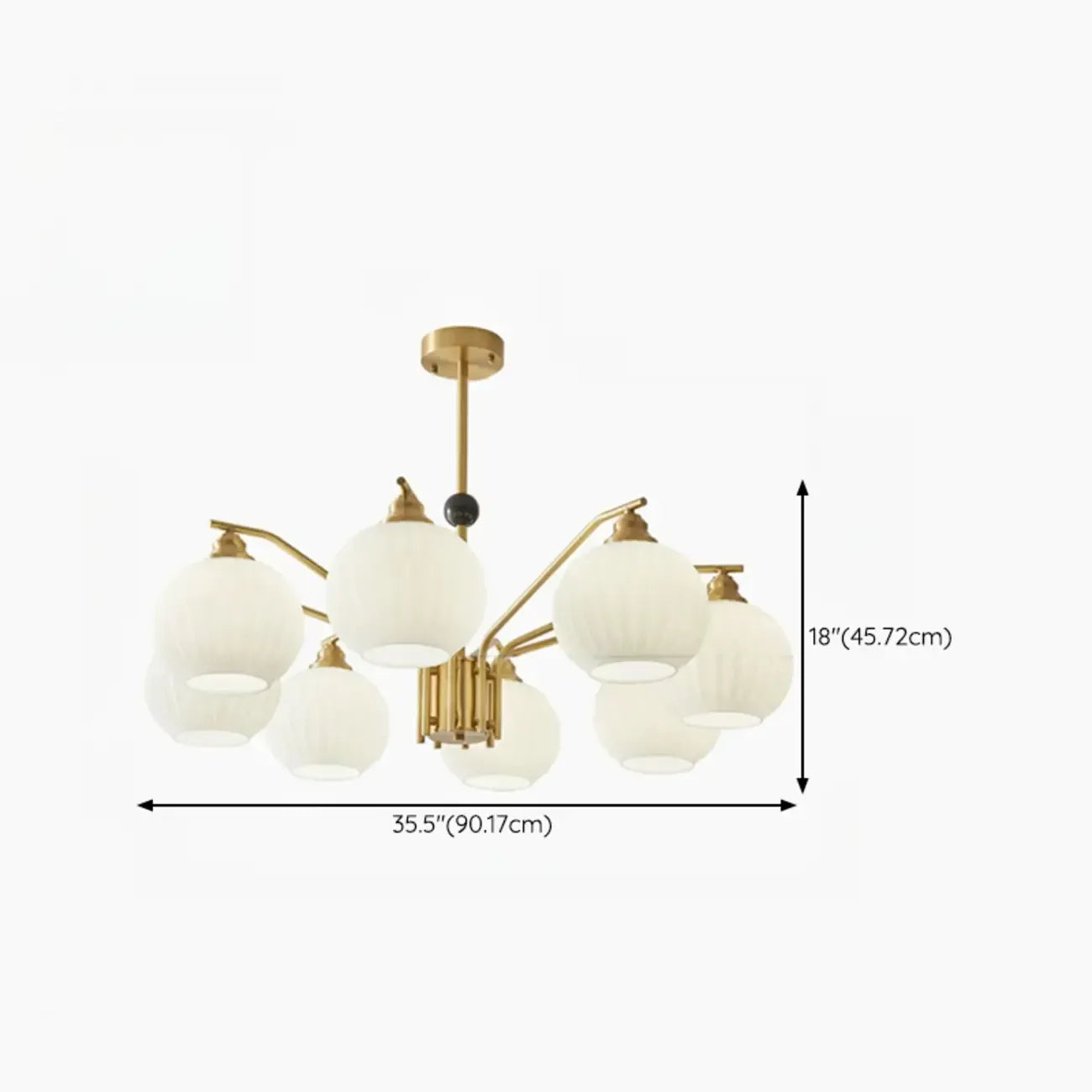 Lustre moderne à 8 lumières en verre avec globe et hauteur réglable