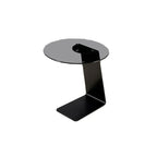 Table d'appoint ronde moderne en verre noir transparent pour canapé
