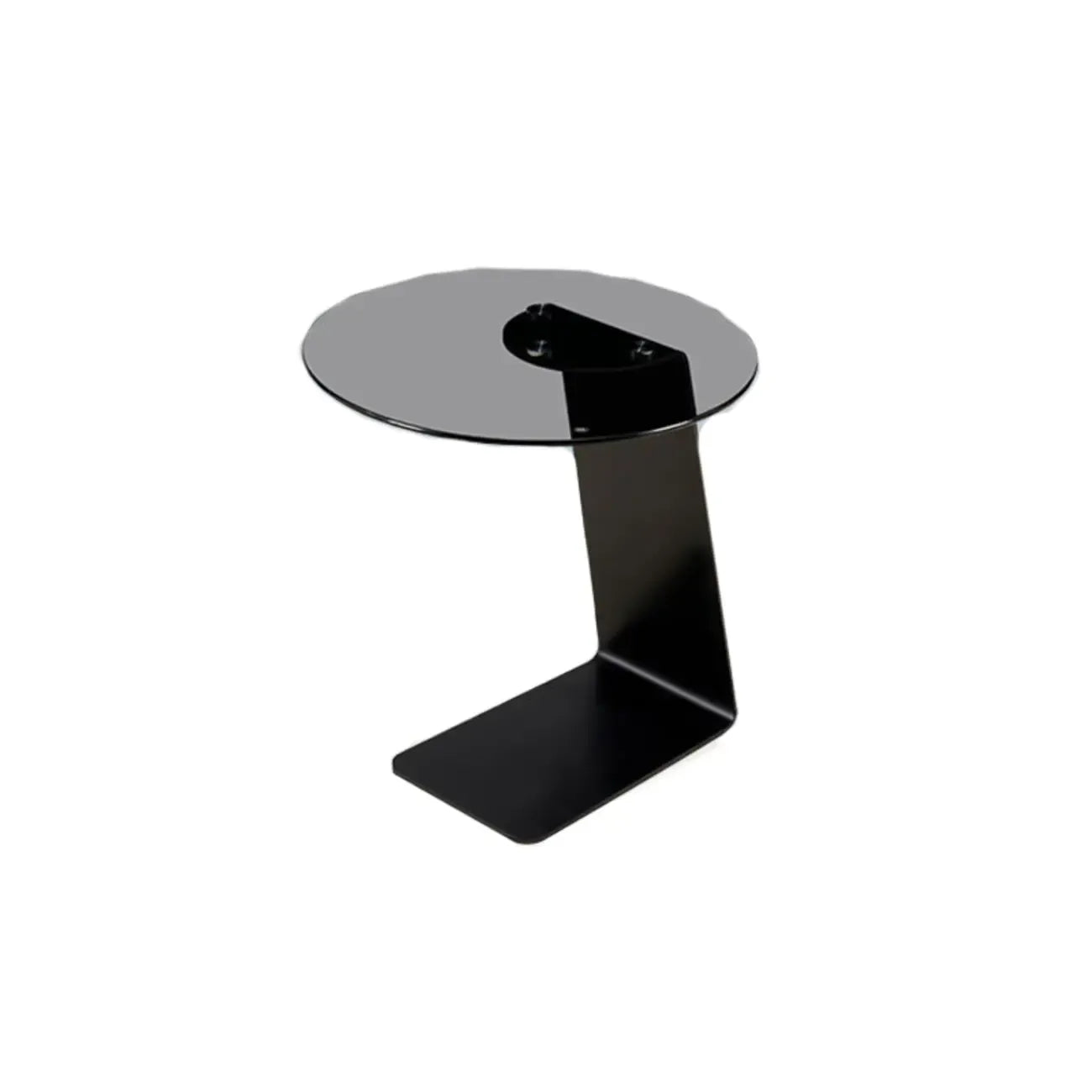 Table d'appoint ronde moderne en verre noir transparent pour canapé