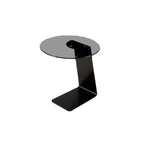 Table d'appoint ronde moderne en verre noir transparent pour canapé