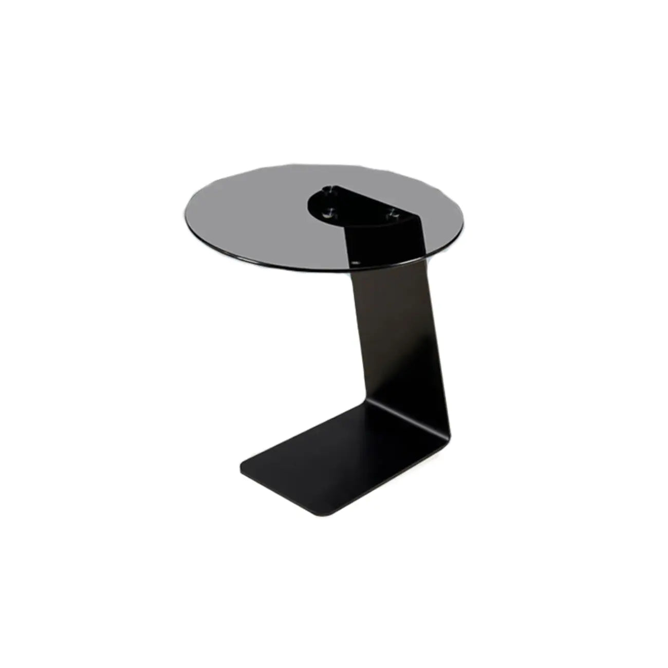 Table d'appoint ronde moderne en verre noir transparent pour canapé