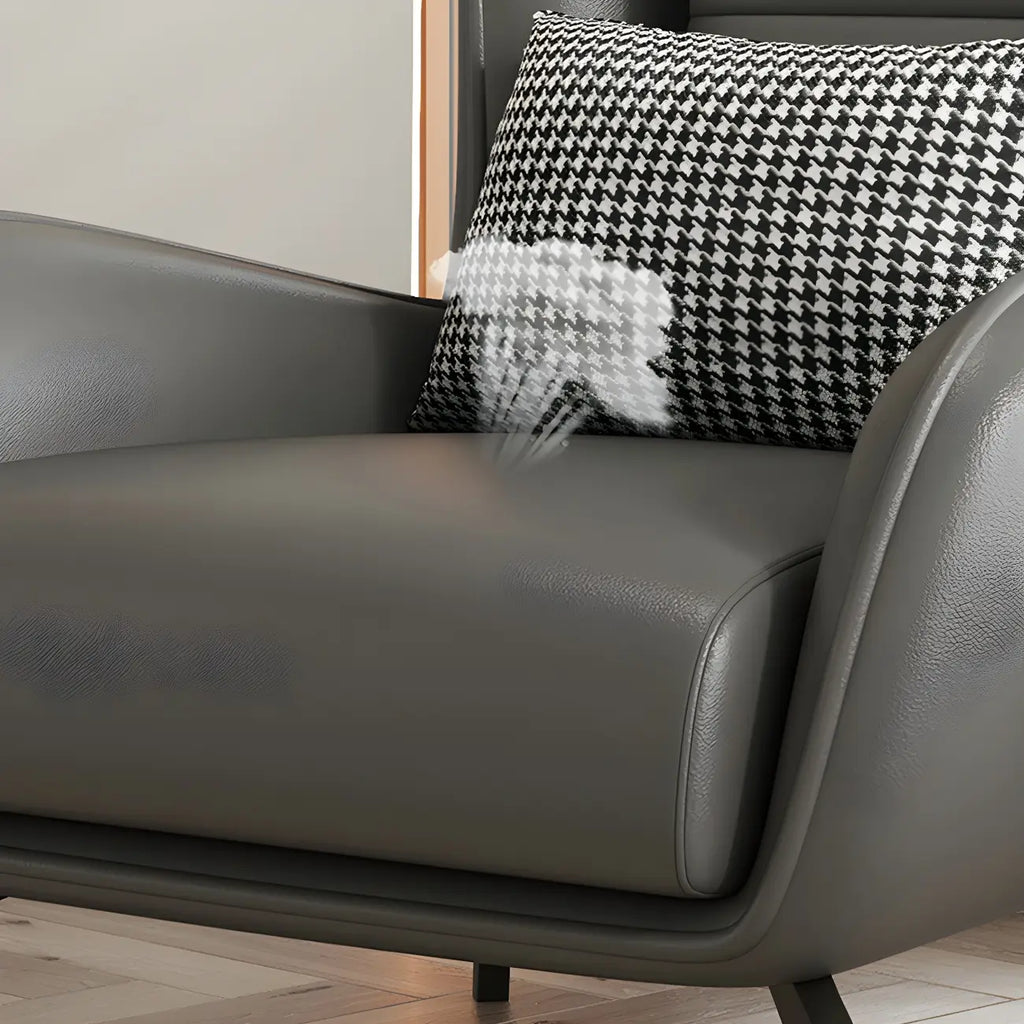 Fauteuil d'appoint moderne en cuir beige avec un coussin