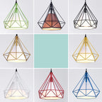 Suspension moderne en forme de cône de diamant coloré