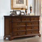 Commode double classique en bois brun à 9 tiroirs