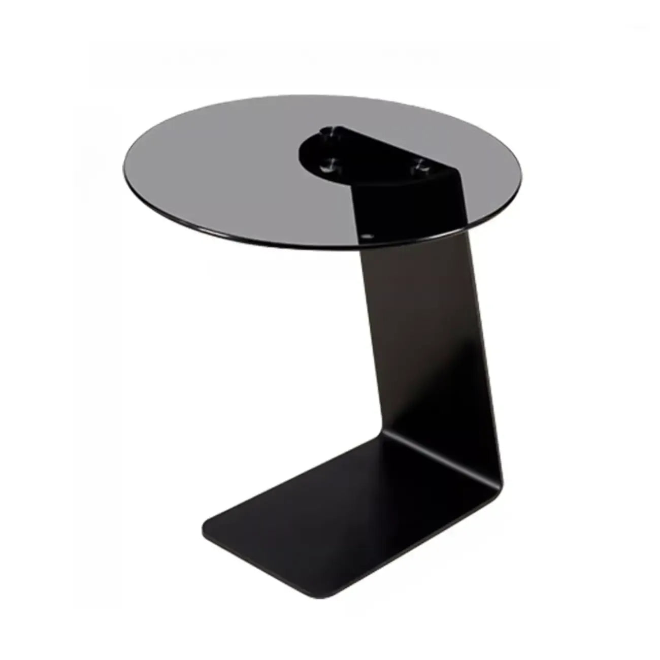 Table d'appoint ronde moderne en verre noir transparent pour canapé