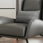 Fauteuil d'appoint moderne en cuir beige avec un coussin