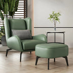 Fauteuil d'appoint moderne en cuir beige avec un coussin