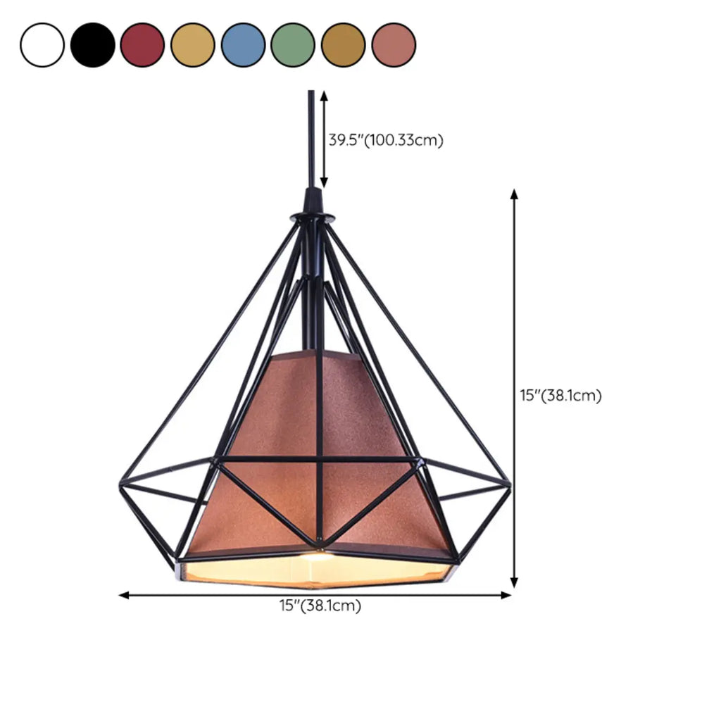 Suspension moderne en forme de cône de diamant coloré