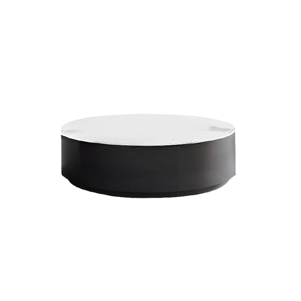 Ensemble de tables basses gigognes rondes blanches modernes avec tiroirs