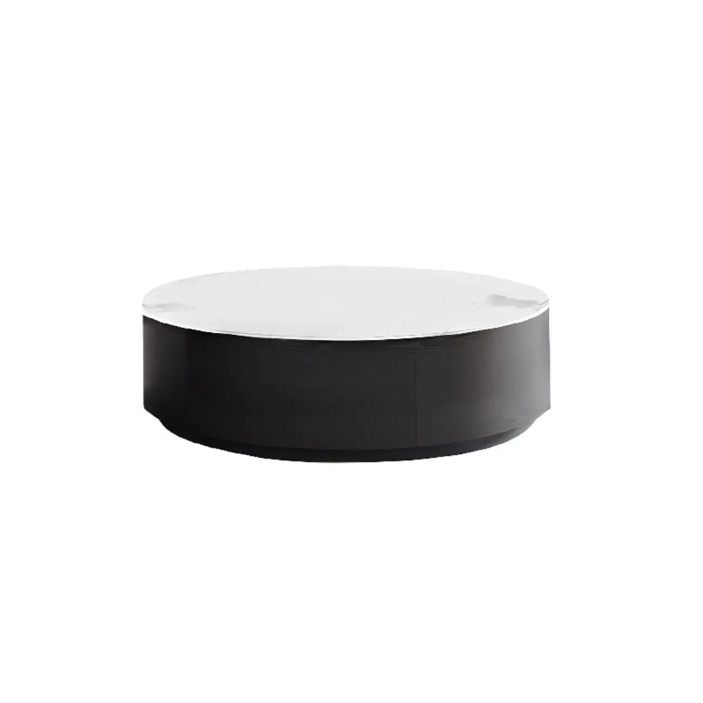 Ensemble de tables basses gigognes rondes blanches modernes avec tiroirs