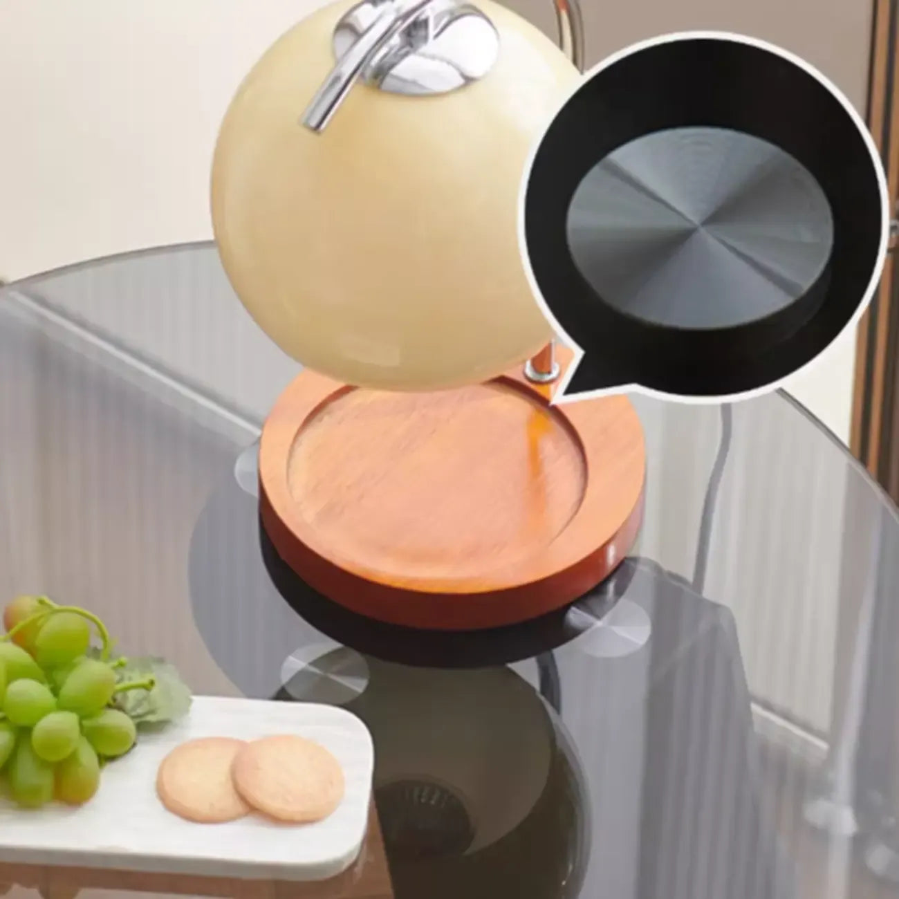 Table d'appoint ronde moderne en verre noir transparent pour canapé