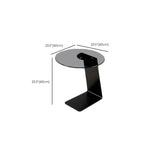 Table d'appoint ronde moderne en verre noir transparent pour canapé