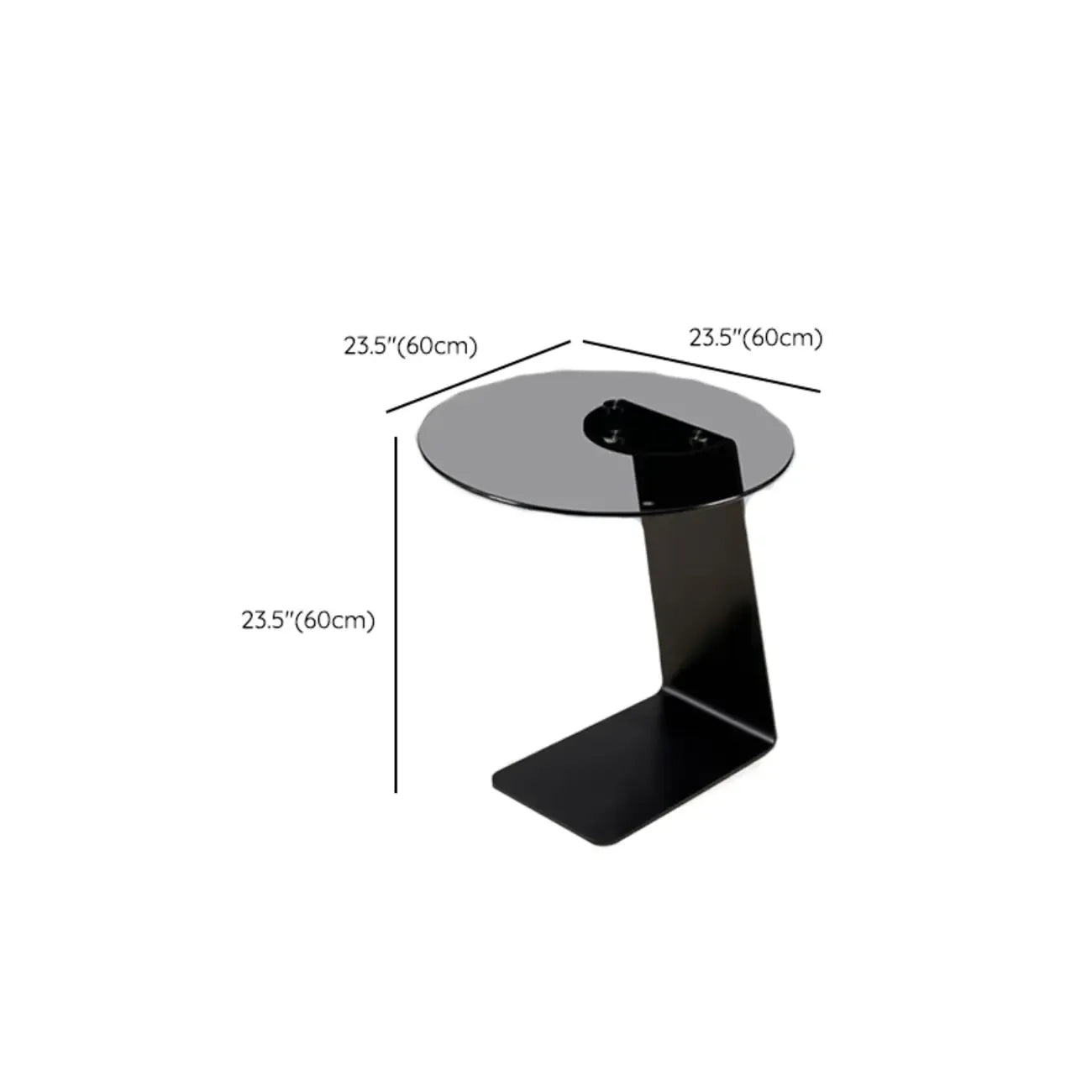 Table d'appoint ronde moderne en verre noir transparent pour canapé