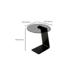 Table d'appoint ronde moderne en verre noir transparent pour canapé