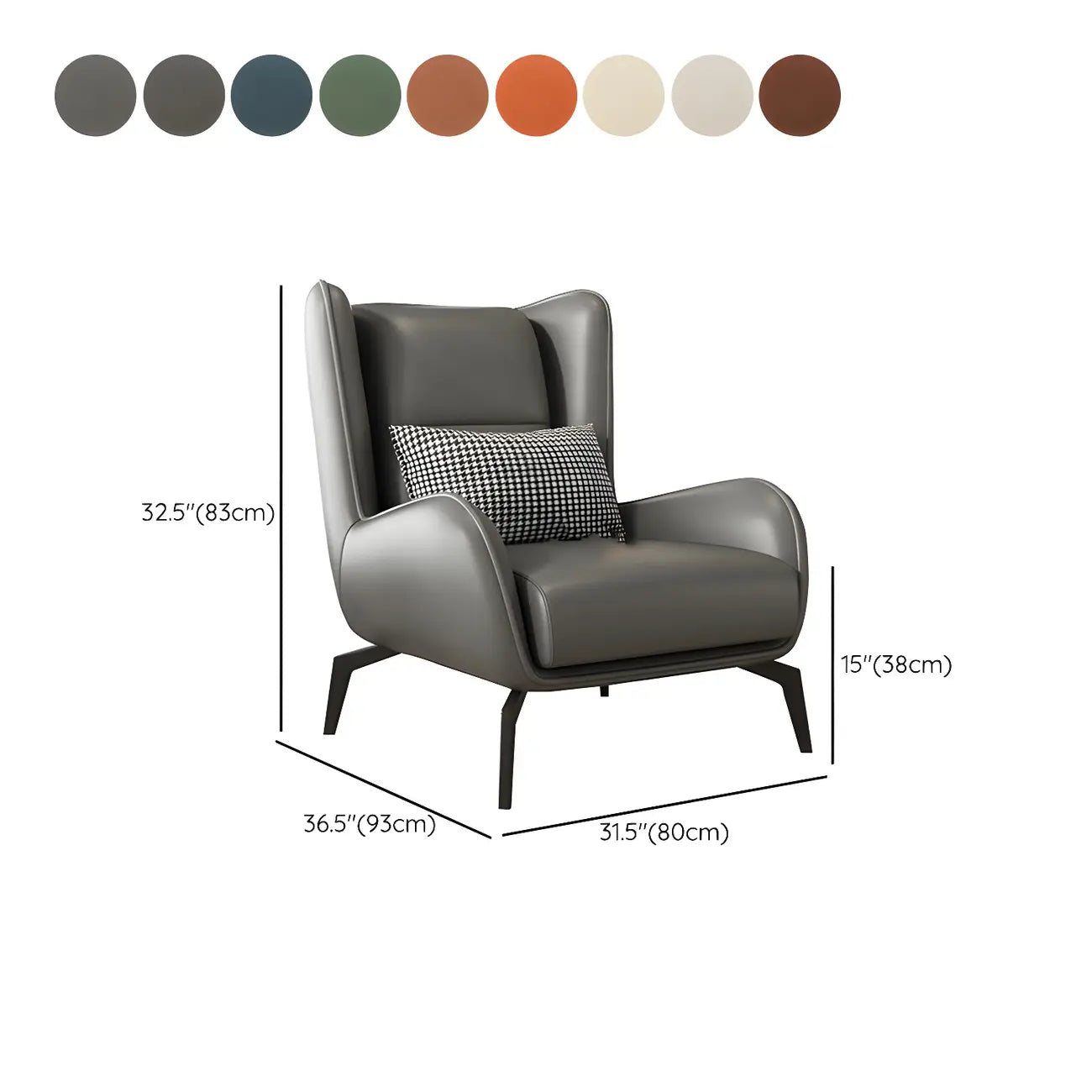 Fauteuil d'appoint moderne en cuir beige avec un coussin