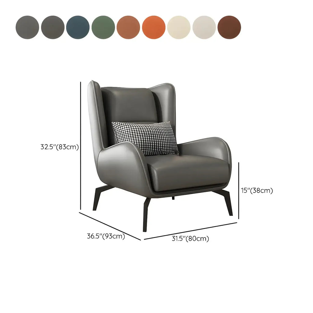 Fauteuil d'appoint moderne en cuir beige avec un coussin