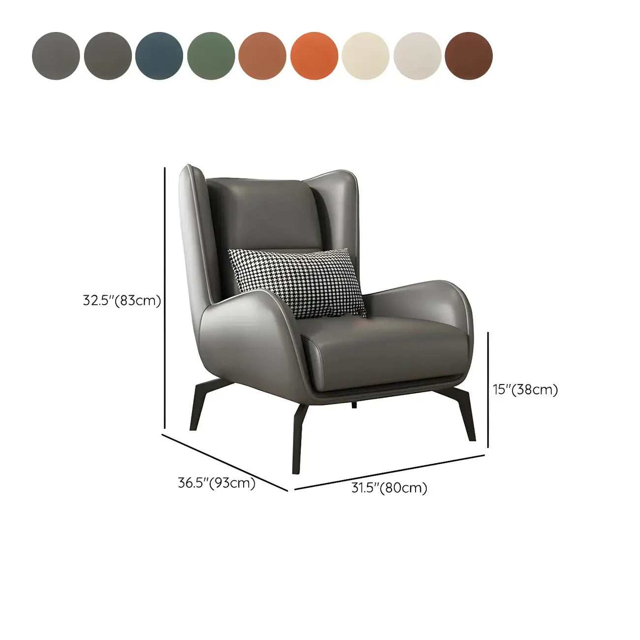 Fauteuil d'appoint moderne en cuir beige avec un coussin