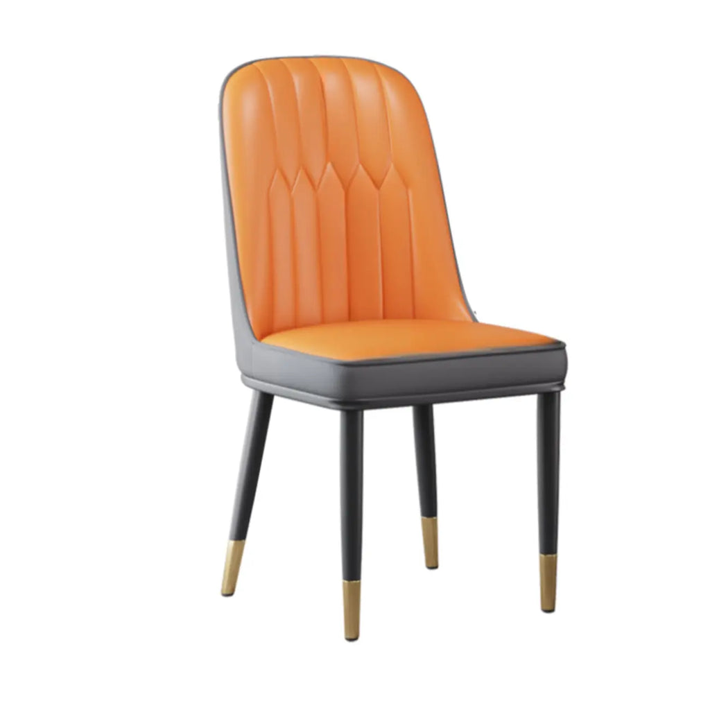 Chaise de salle à manger moderne en cuir rembourrée avec dossier haut