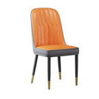 Chaise de salle à manger moderne en cuir rembourrée avec dossier haut