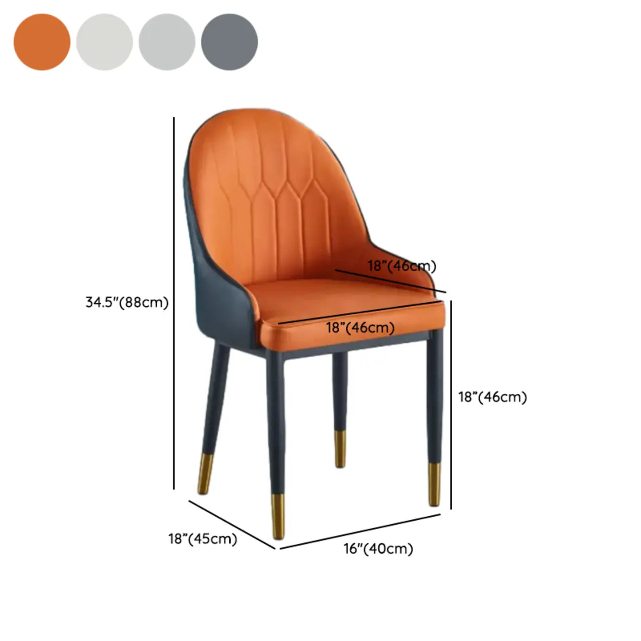 Chaise de salle à manger moderne en cuir rembourrée avec dossier haut