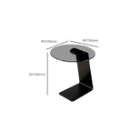 Table d'appoint ronde moderne en verre noir transparent pour canapé