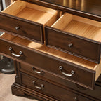 Commode double classique en bois brun à 9 tiroirs