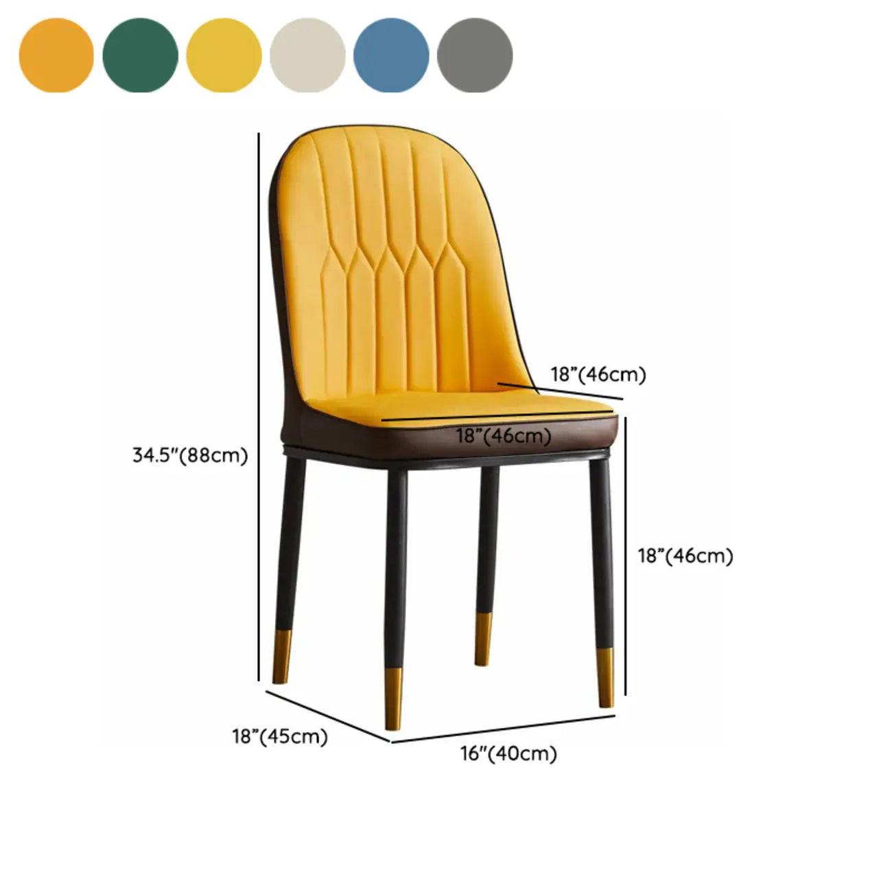 Chaise de salle à manger moderne en cuir rembourrée avec dossier haut