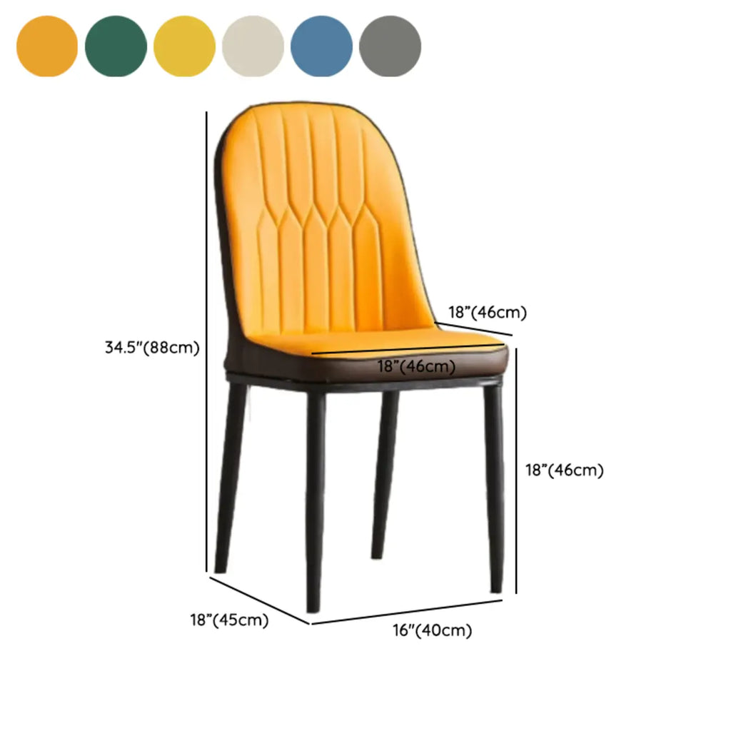 Chaise de salle à manger moderne en cuir rembourrée avec dossier haut