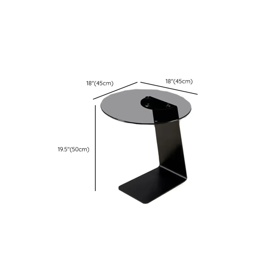 Table d'appoint ronde moderne en verre noir transparent pour canapé