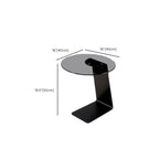Table d'appoint ronde moderne en verre noir transparent pour canapé