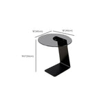 Table d'appoint ronde moderne en verre noir transparent pour canapé