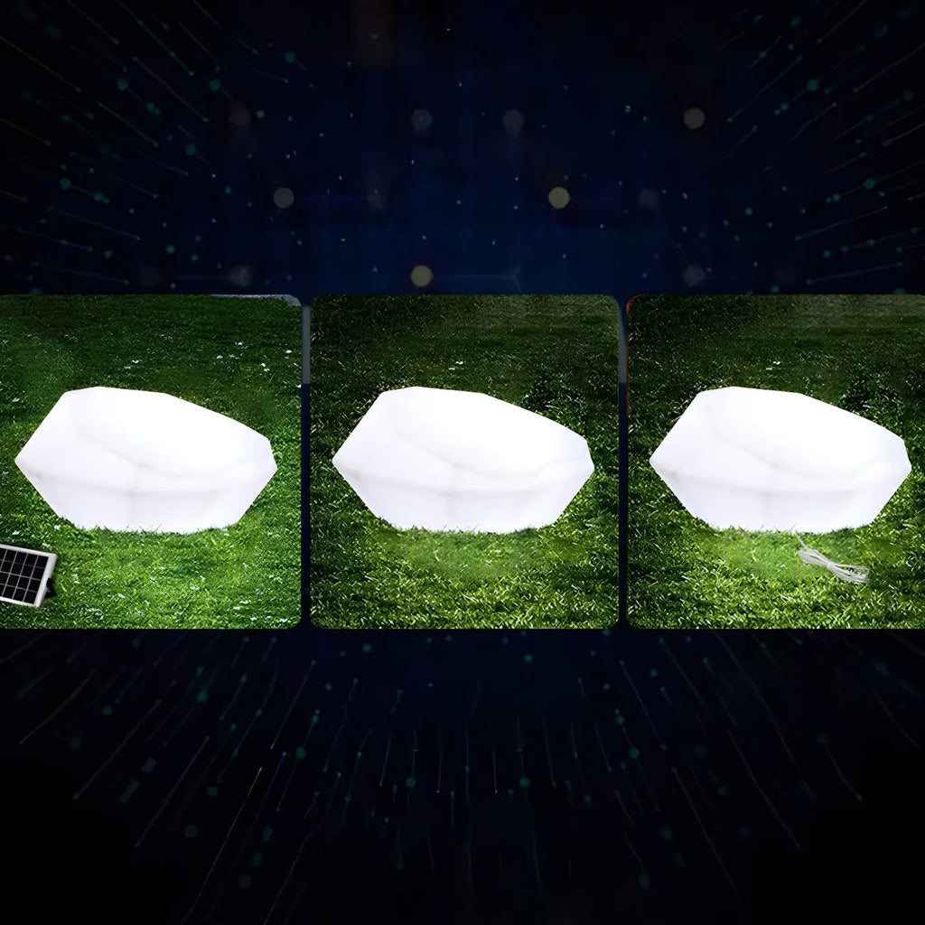 Éclairage de sol en forme de rocher en plastique blanc à LED pour pelouse extérieure