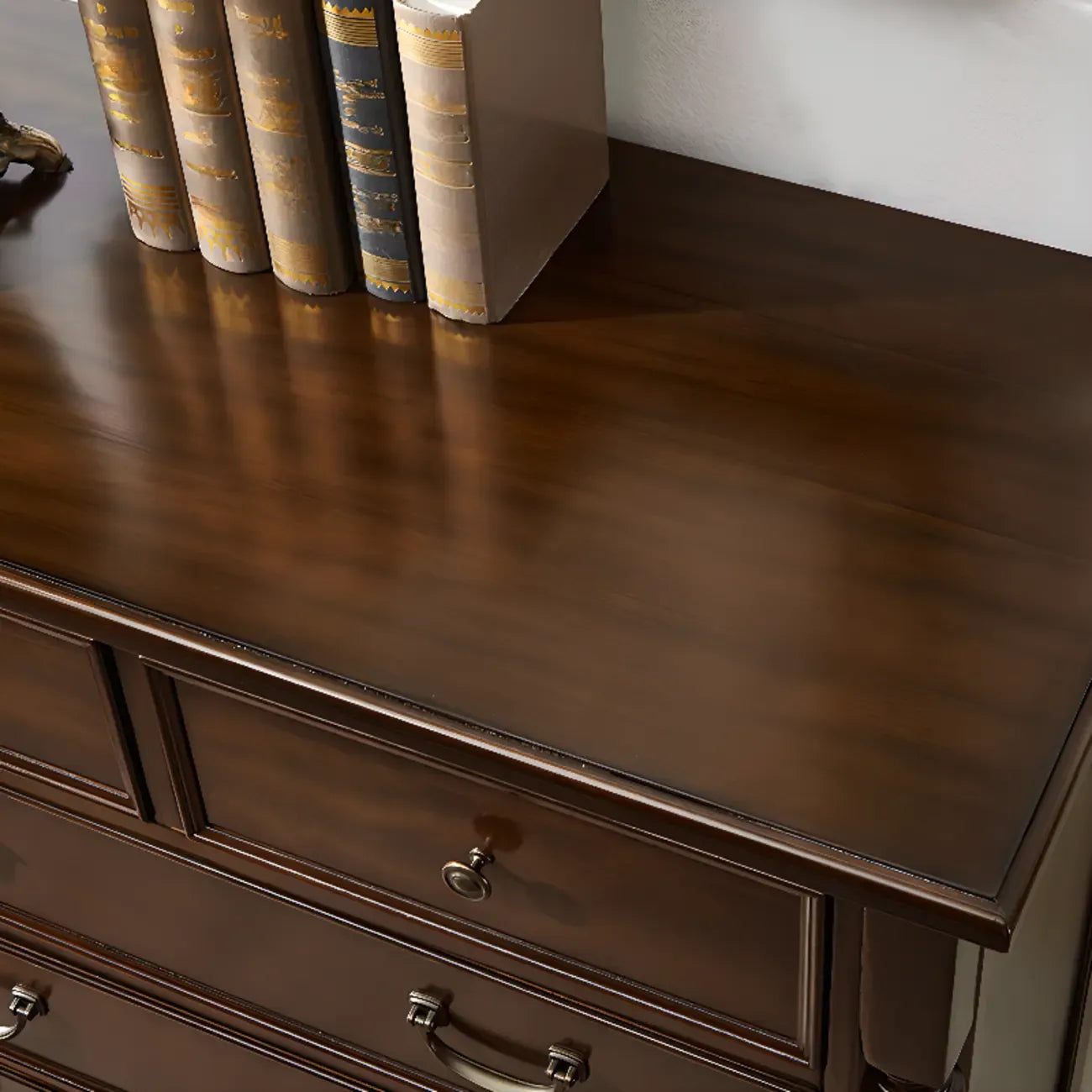 Commode double classique en bois brun à 9 tiroirs