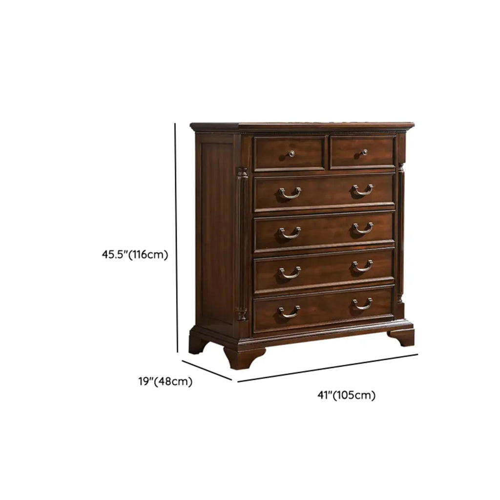 Commode double classique en bois brun à 9 tiroirs