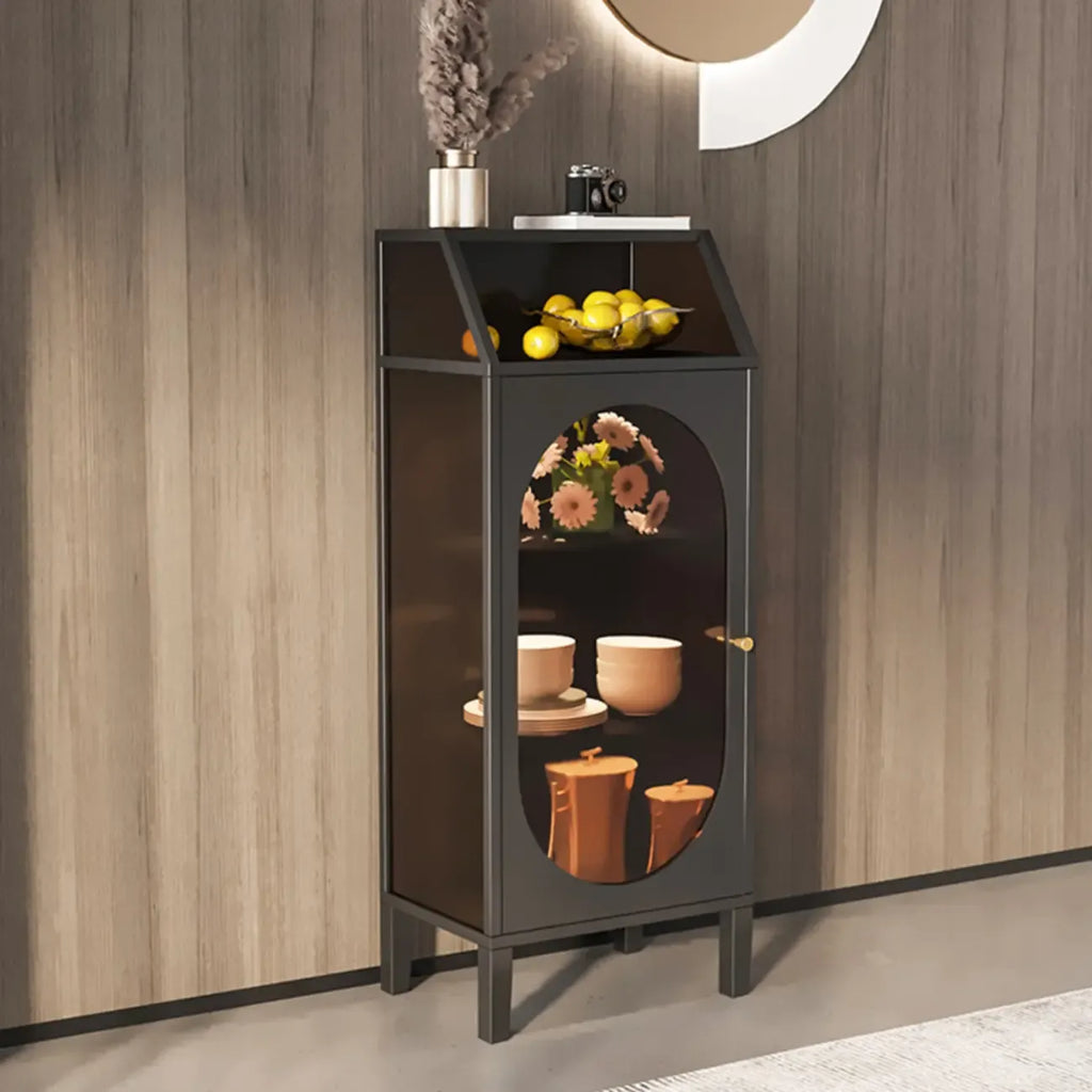 Vitrine blanche minimaliste à portes en métal et verre