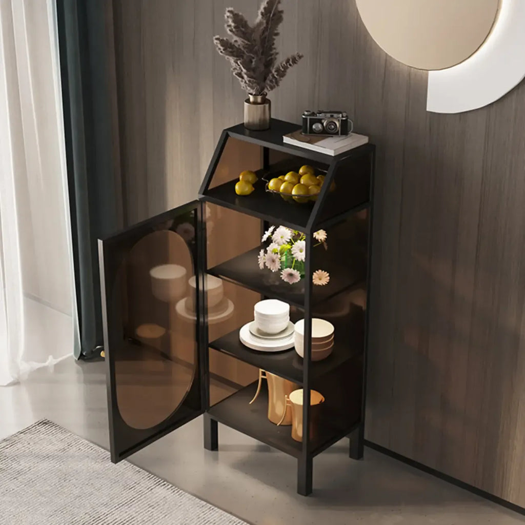 Vitrine blanche minimaliste à portes en métal et verre