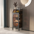 Vitrine blanche minimaliste à portes en métal et verre