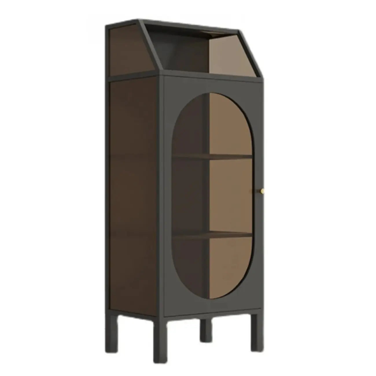Vitrine blanche minimaliste à portes en métal et verre