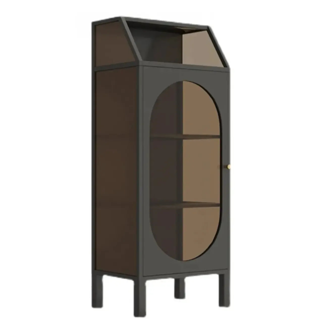Vitrine blanche minimaliste à portes en métal et verre