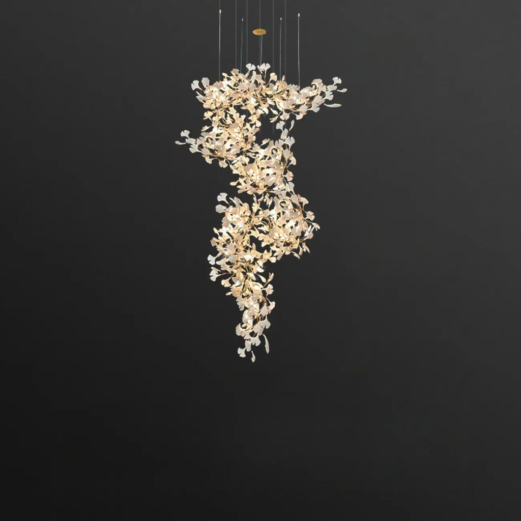 Lustre de luxe à feuilles réglables pour espaces ouverts