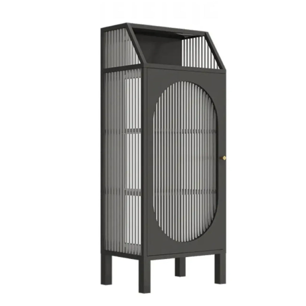 Vitrine blanche minimaliste à portes en métal et verre
