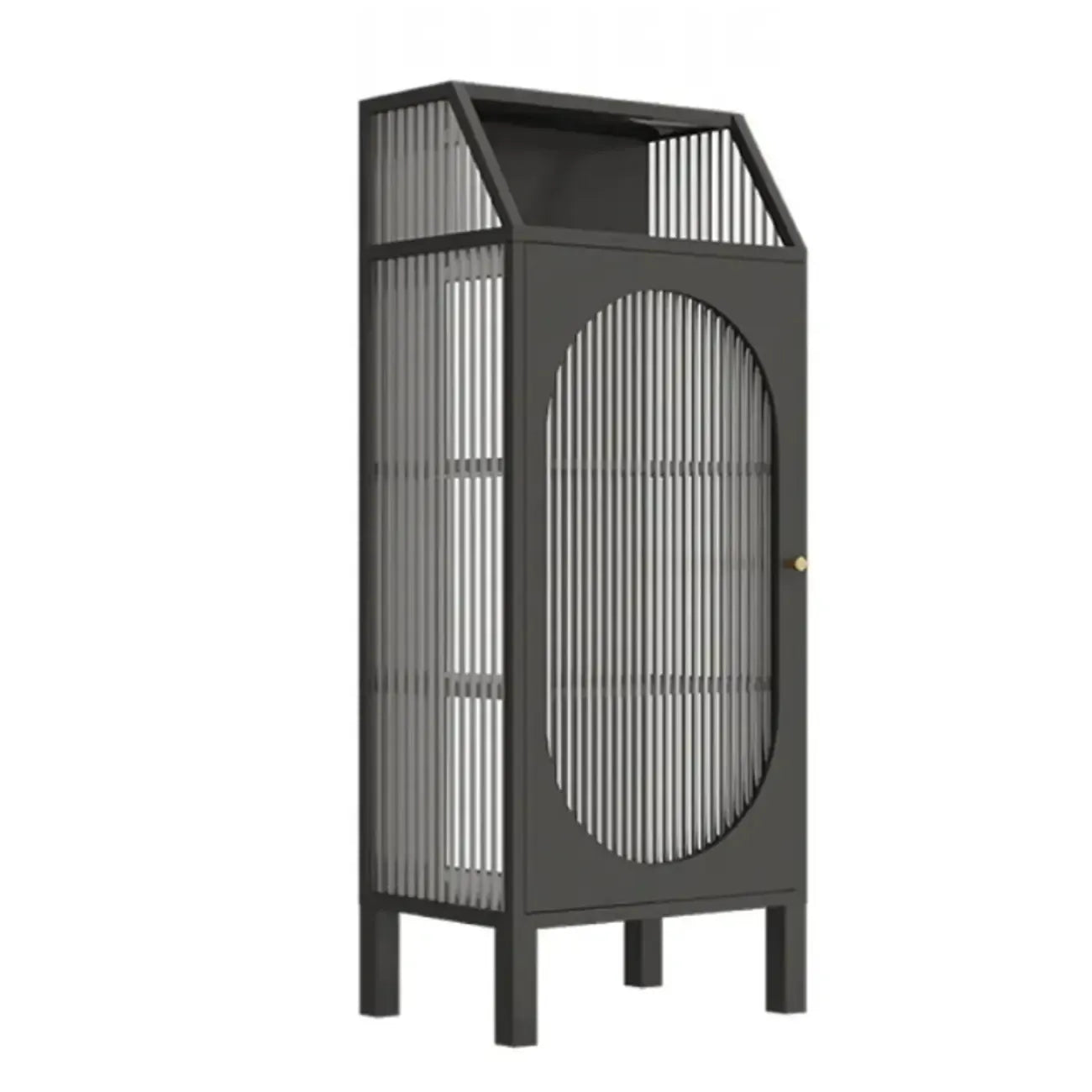 Vitrine blanche minimaliste à portes en métal et verre