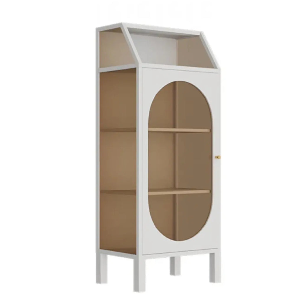 Vitrine blanche minimaliste à portes en métal et verre