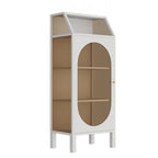 Vitrine blanche minimaliste à portes en métal et verre