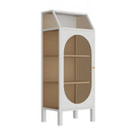 Vitrine blanche minimaliste à portes en métal et verre